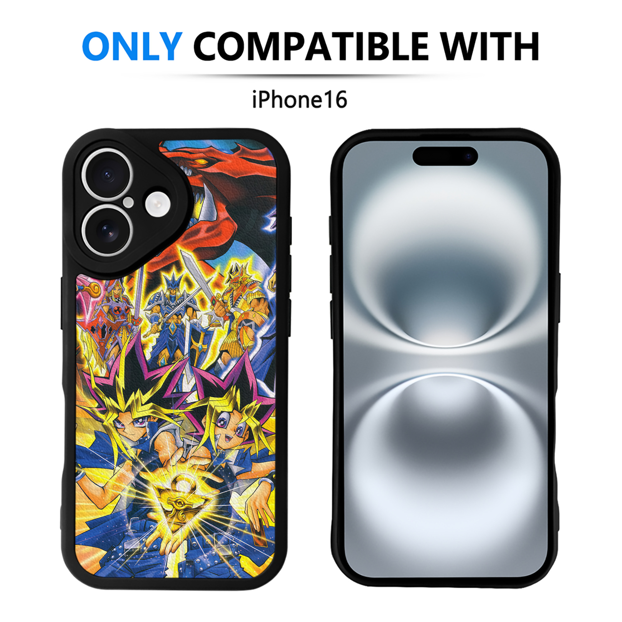 （画像用） 遊☆戯☆王 Yu-Gi-Oh! 【iPhone 16シリーズ対応】シリコンスマホケース（レザー調） 材質：シリコン